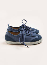 Lace Up Plimsoll Sneakers in Navy (24-34EU) Shoes  from Pepa London
