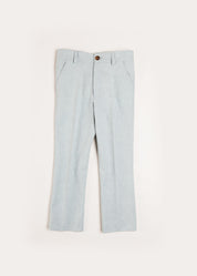 Plain Light Linen Suit Trousers in Blue (4-10yrs) Trousers  from Pepa London