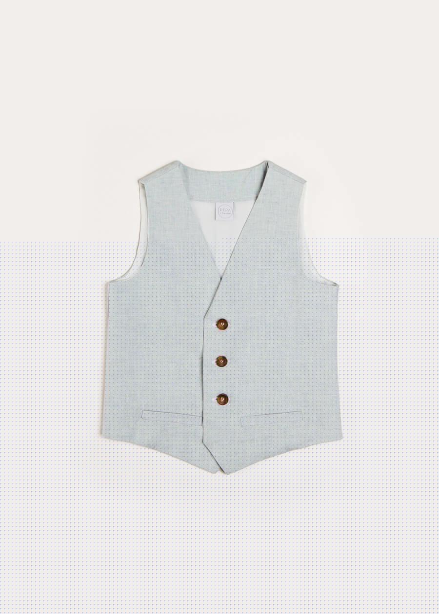 Plain Light Linen Vest in Blue (4-10yrs) Coats  from Pepa London