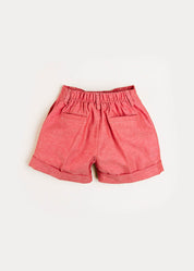 Plain Linen Toddler Shorts in Red (12mths-4yrs) Shorts from Pepa London