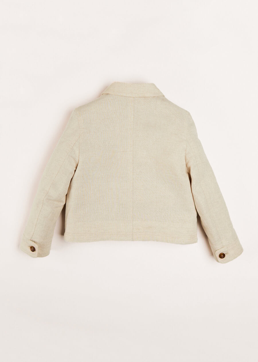 Polo Collar Button Down Jacket in Beige (4-10yrs) Coats  from Pepa London