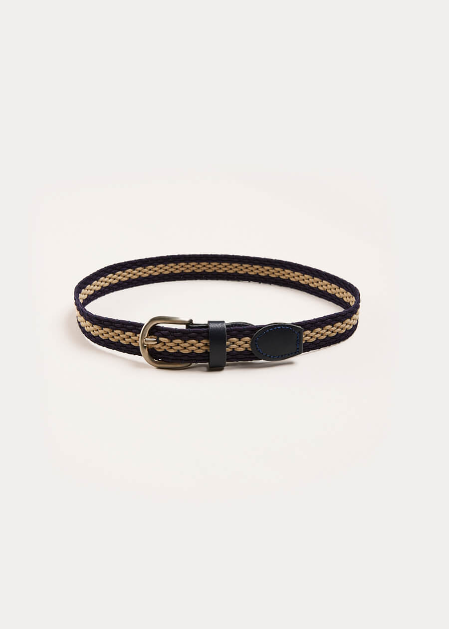 Striped Leather Braided Belt in Blue (XS-S) Belts & Braces  from Pepa London