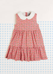 Annie Floral Print Scalloped Collar Sleeveless Dress in Coral (4-10yrs) Dresses  from Pepa London