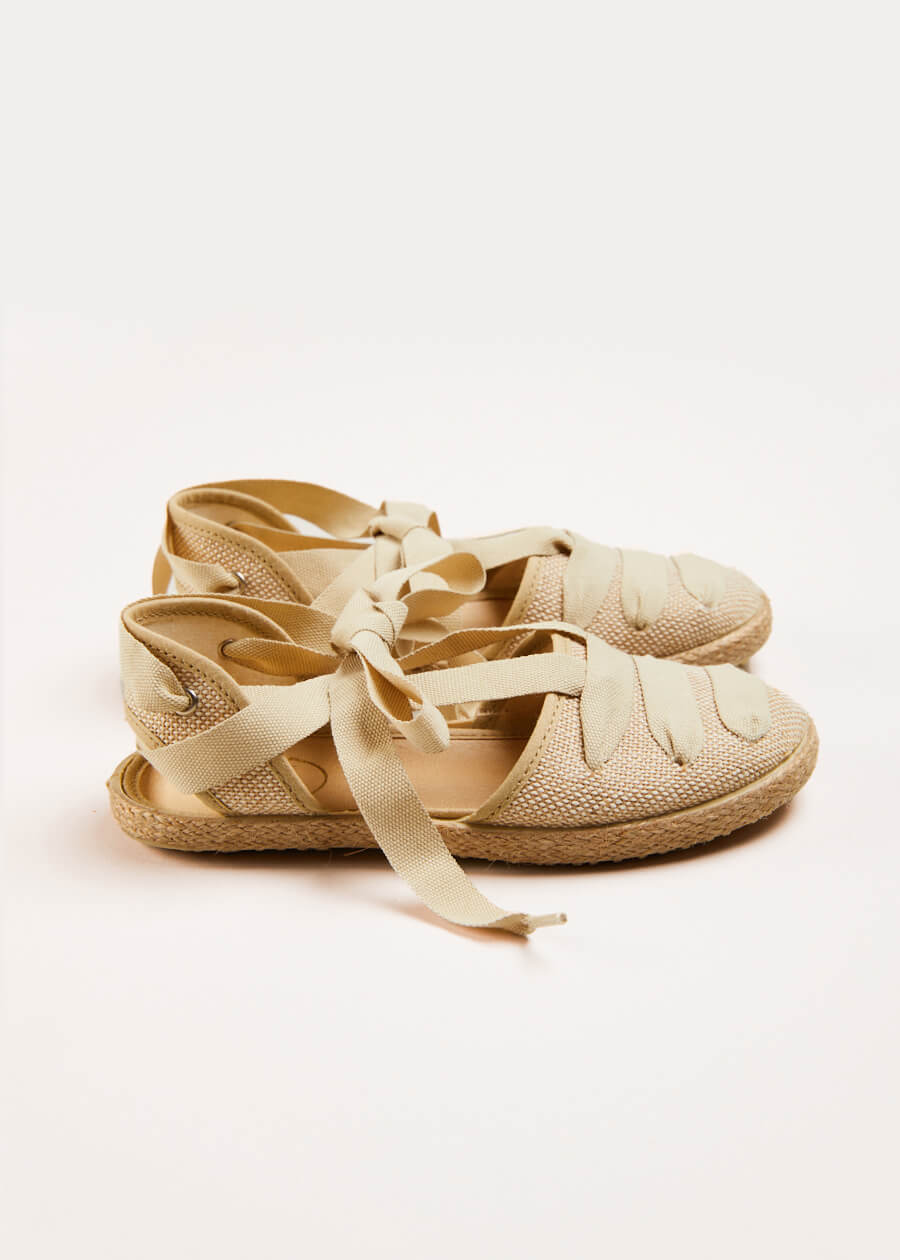 Canvas Tie Detail Espadrilles in Beige (24-34EU) Shoes  from Pepa London