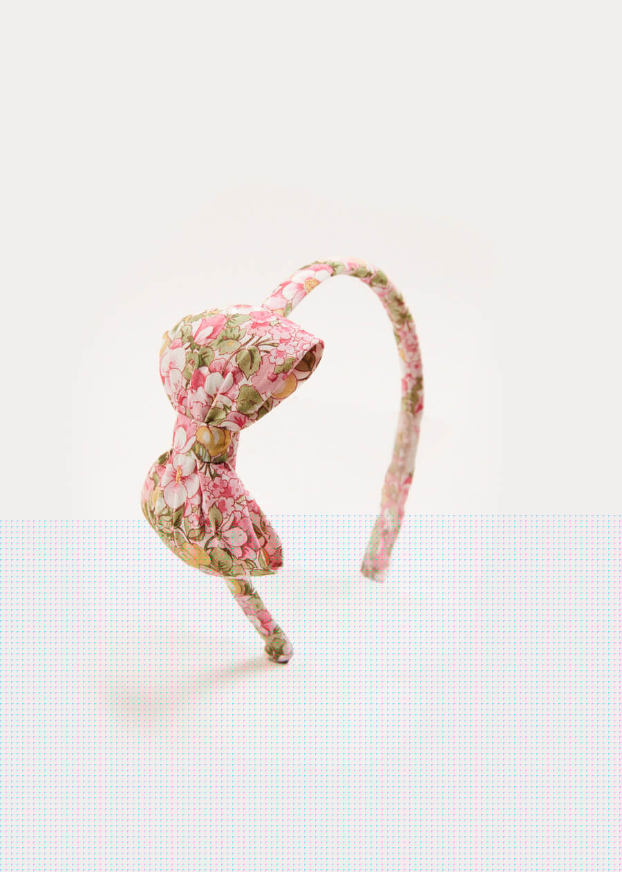 Eloise Floral Medium Bow Headband in Pink Hair Accessories  from Pepa London