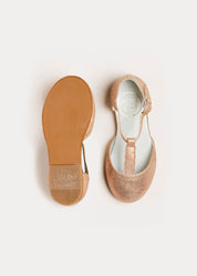 Metallic Scallop Detail Charlotte Shoes in Rose Gold (24-34EU) Shoes  from Pepa London