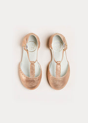 Metallic Scallop Detail Charlotte Shoes in Rose Gold (24-34EU) Shoes  from Pepa London