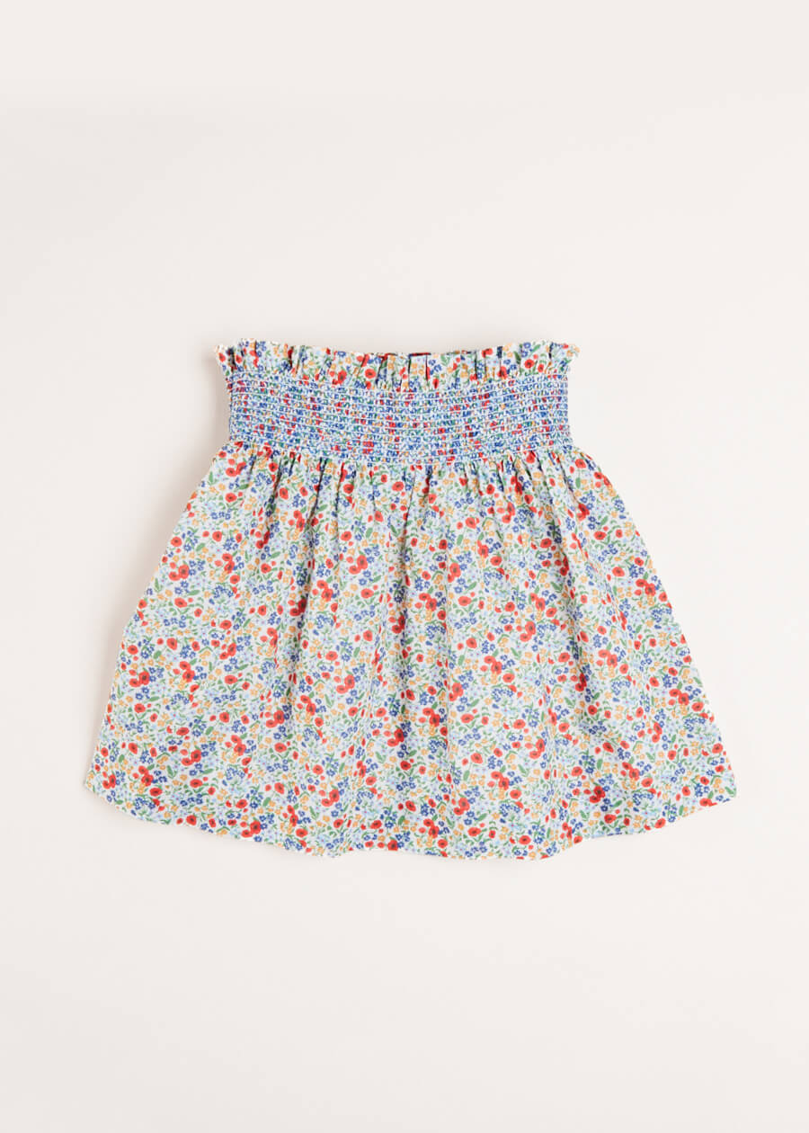 Poppy Floral Print Skirt With Smocked Waistband (3-10yrs) Skirts  from Pepa London