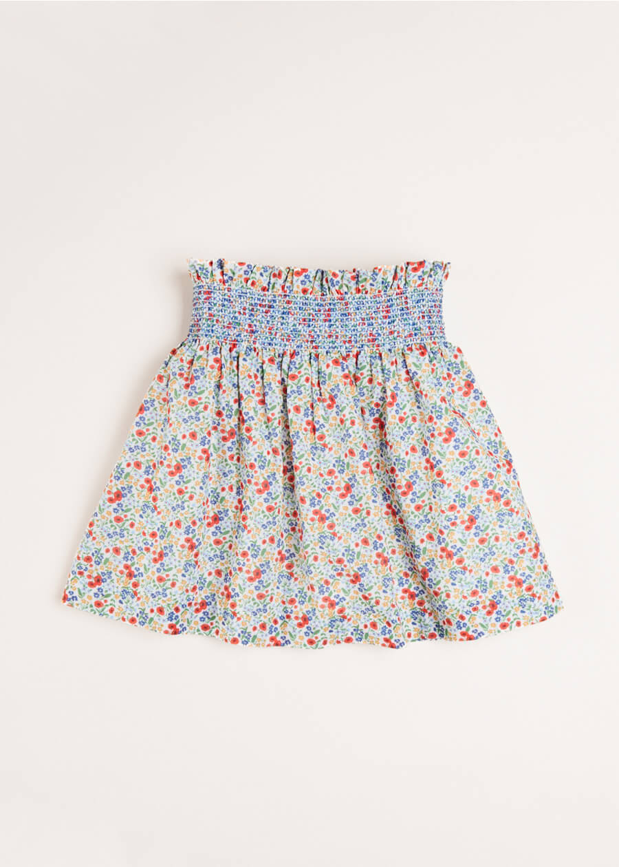 Poppy Floral Print Skirt With Smocked Waistband (3-10yrs) Skirts  from Pepa London