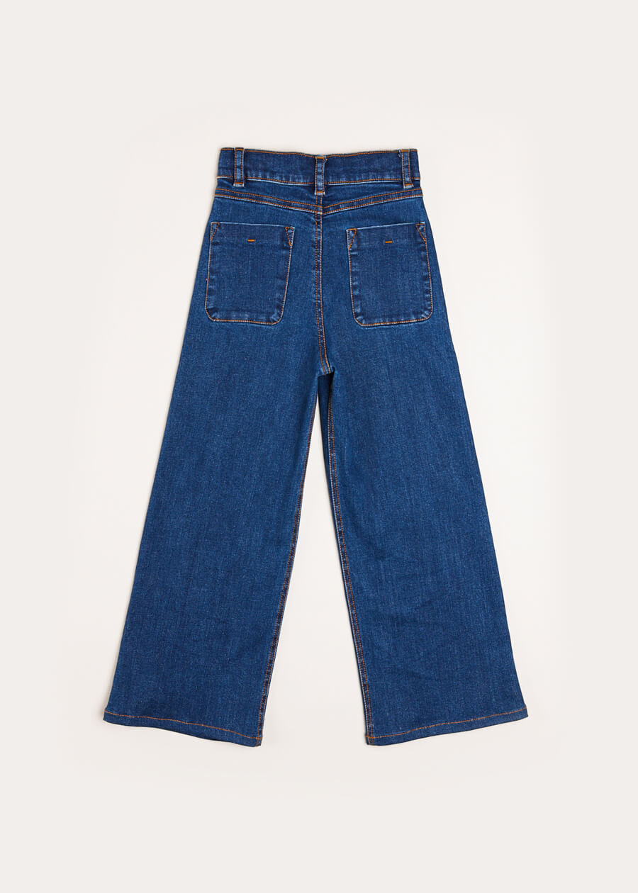 Soft Denim Wide Leg Trousers in Denim Blue (3-10yrs) Trousers  from Pepa London