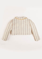 Striped Linen Cropped Jacket in Beige (4-10yrs) Coats  from Pepa London