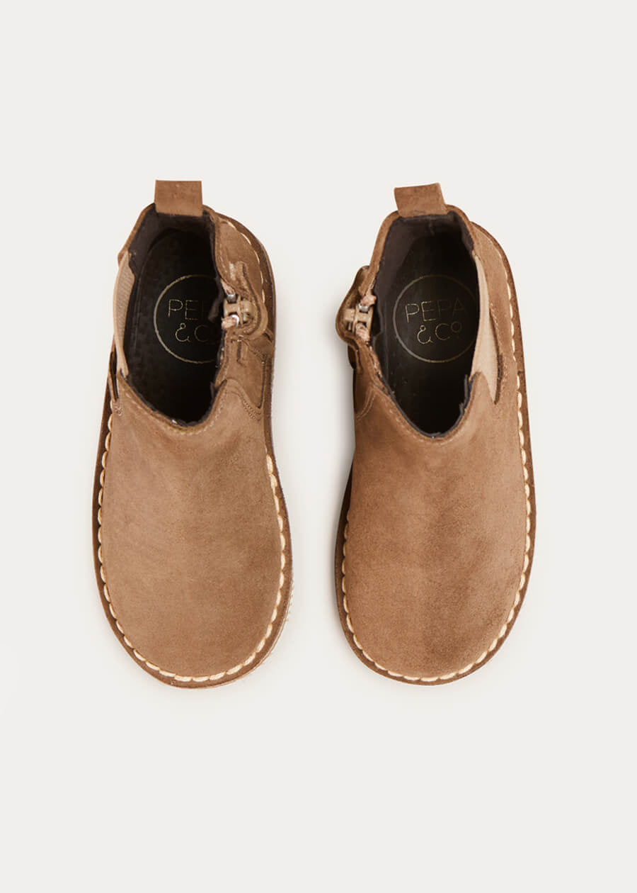 Suede Ankle Boots in Brown (24-34EU) Shoes  from Pepa London