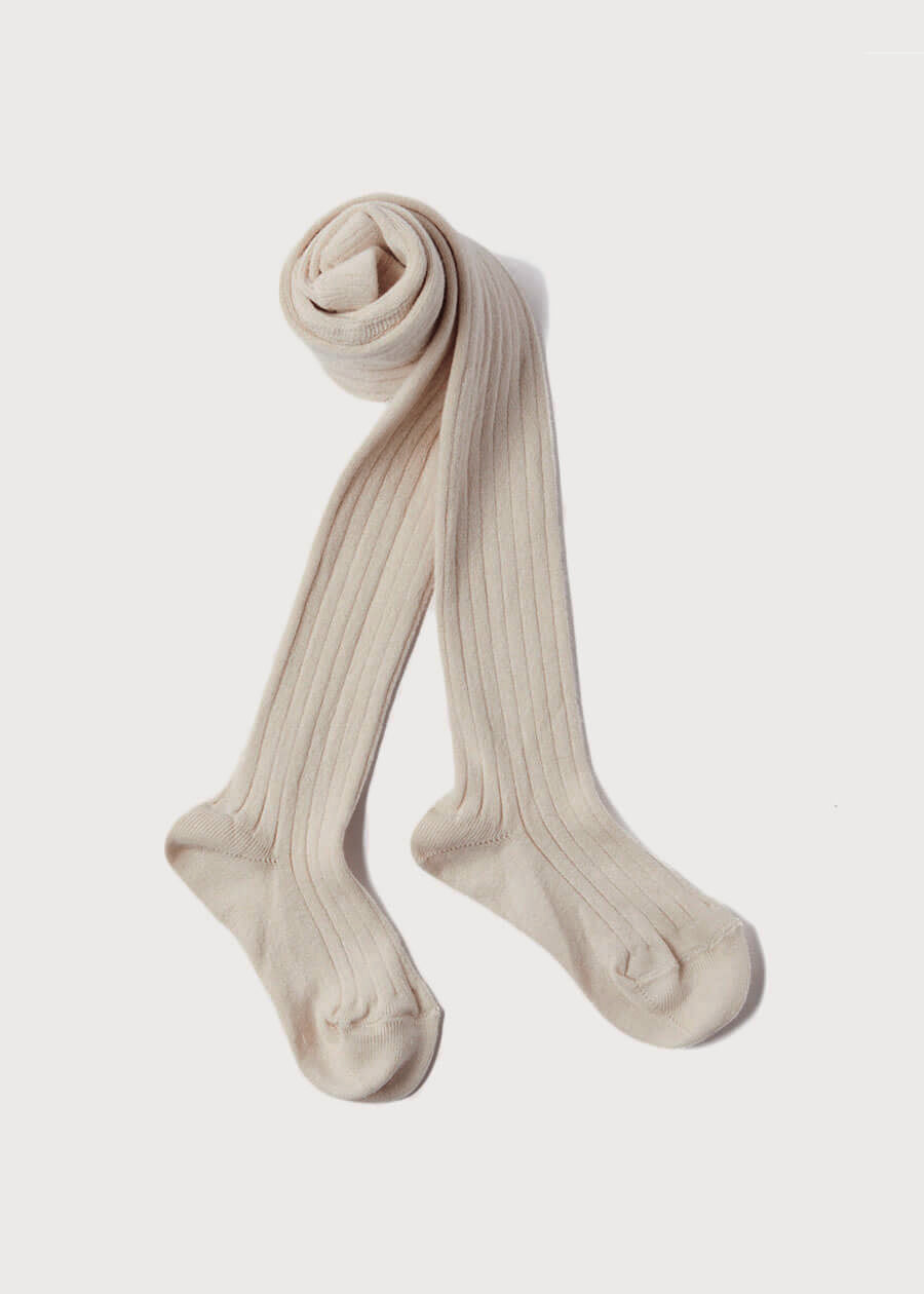 Ribbed Knitted Tights in Stone (3mths-8yrs) Tights  from Pepa London