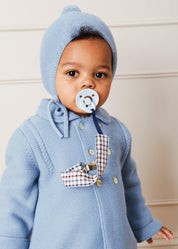 Merino Wool Pom Pom Hat In Blue (S-L) KNITWWEAR from Pepa London