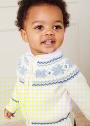Fair Isle Cardigan in Cream (6mths-3yrs) KNITWEAR  from Pepa London