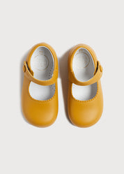 Leather Mary Jane Baby Shoes in Mustard (20-24EU) Shoes  from Pepa London