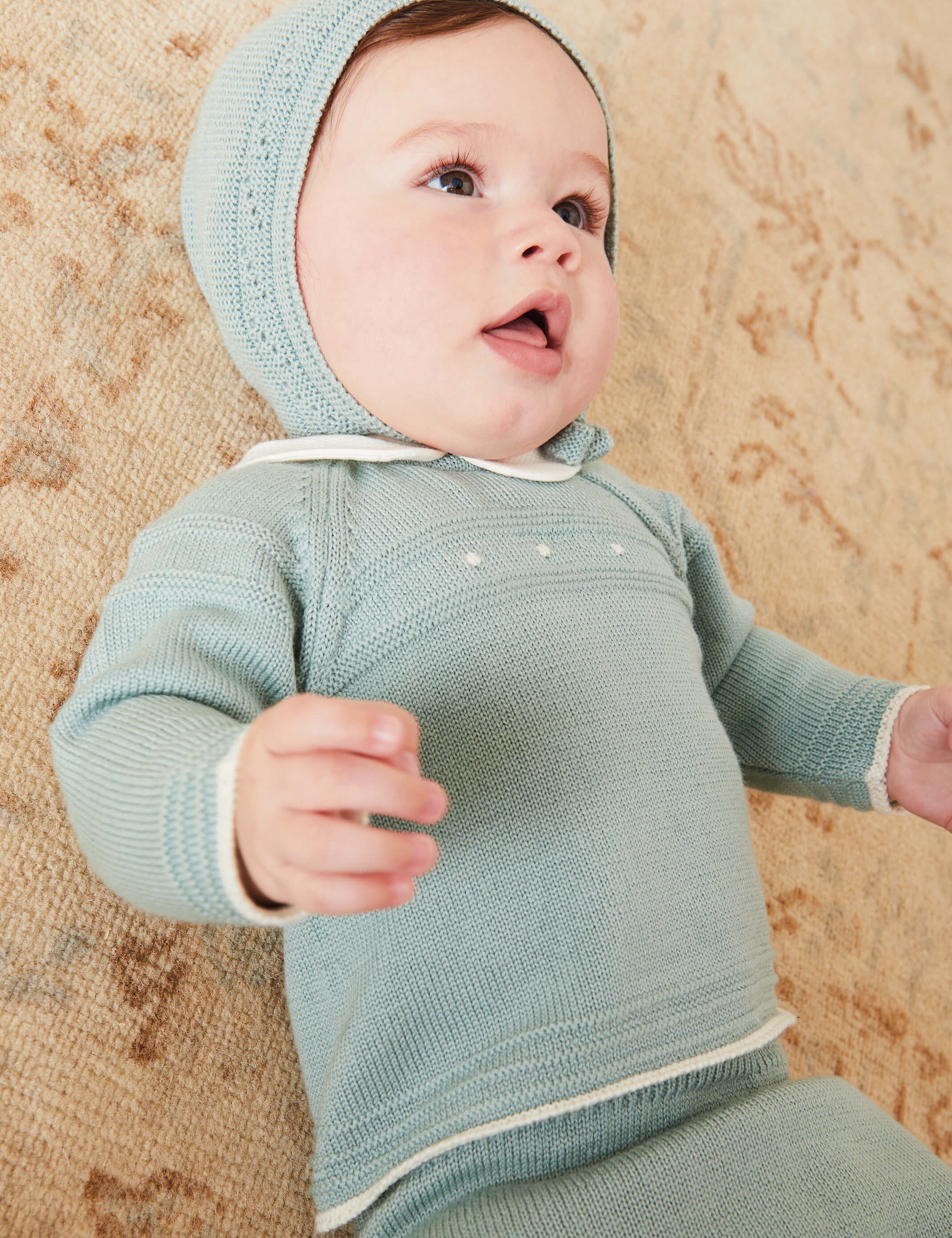 Openwork Bonnet In Green (S-L) KNITTED ACCESSORIES  from Pepa London