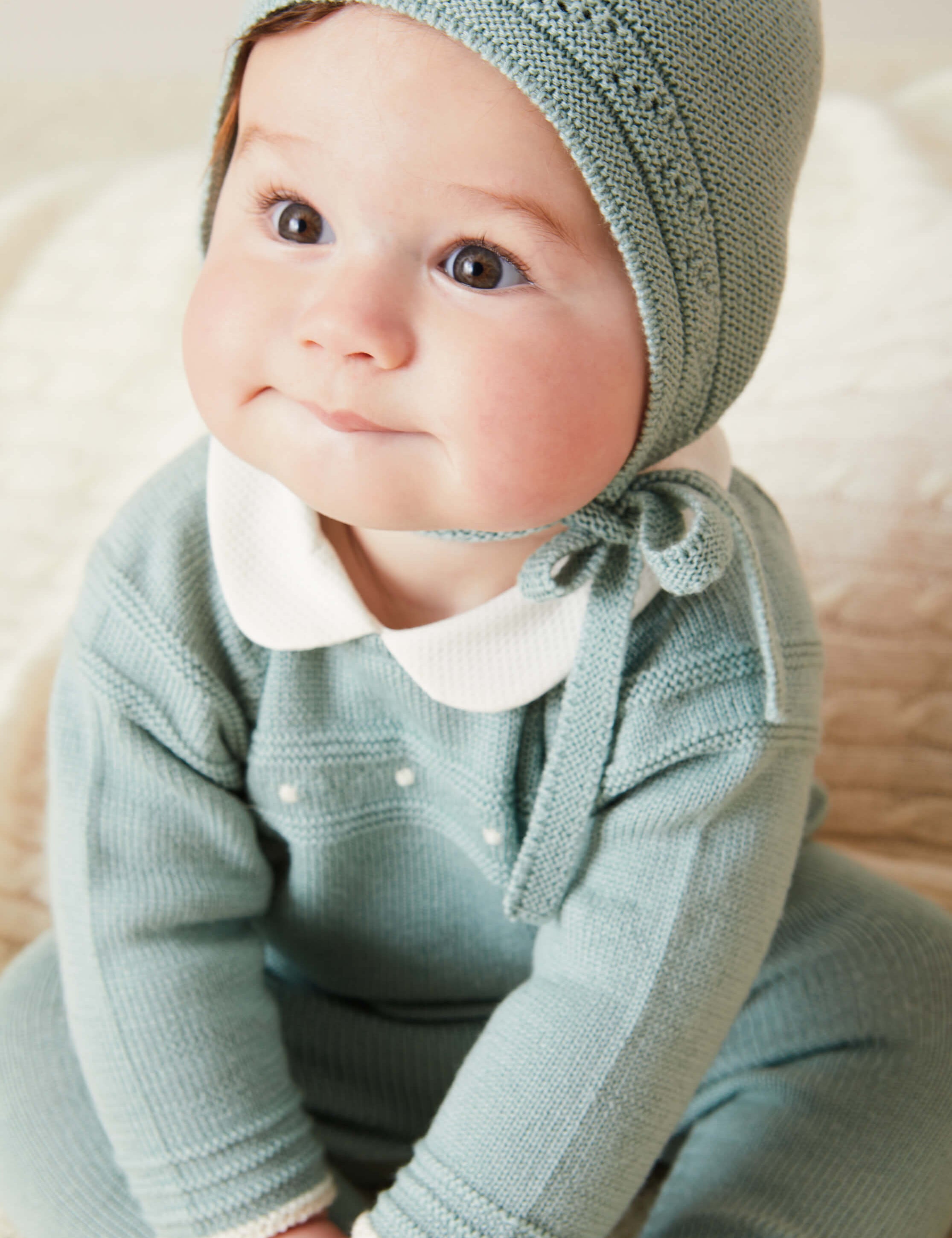 Dot Detail Knitted Set in Green (1-6mths) KNITTED SETS  from Pepa London