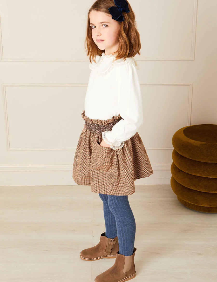 Chester Puppytooth Skirt in Caramel (4-10yrs) Skirts  from Pepa London