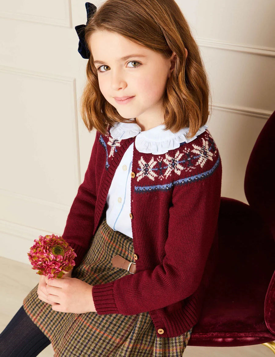 Checked Tweed Pleated Leather Buckled Kilt in Brown (2-10yrs) Skirts  from Pepa London