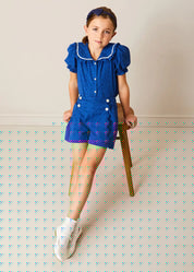Broderie Anglais Button Detail Shorts in Blue (4-12yrs) SHORTS from Pepa London