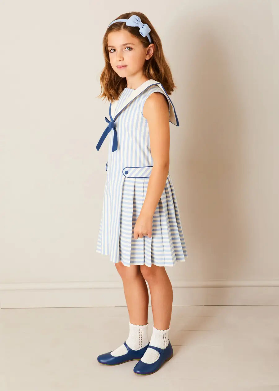 Blue Linen Big Bow Hairband Hair Accessories from Pepa London