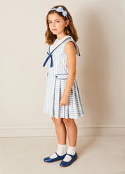 Blue Linen Big Bow Hairband Hair Accessories from Pepa London