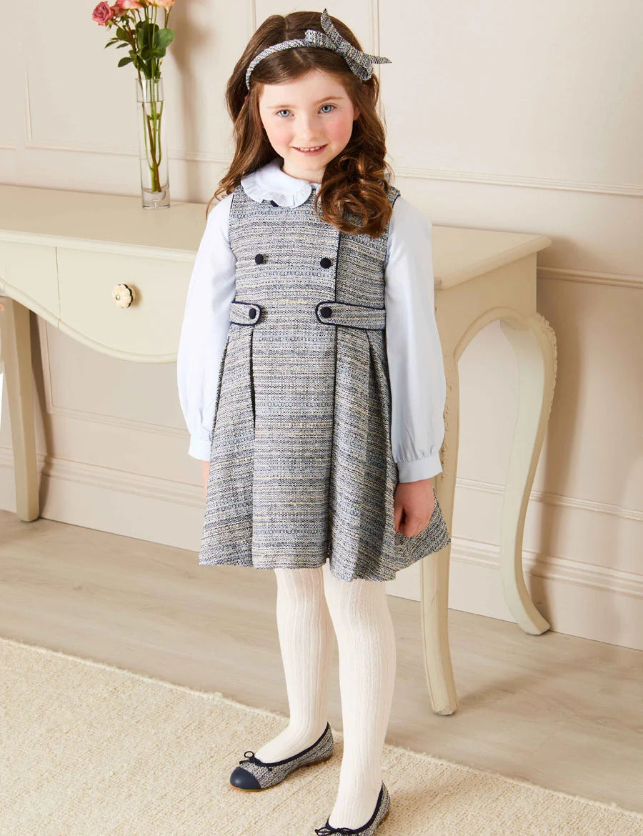 Ruffle Trim Long Sleeve Blouse in Blue (18mths-10yrs) Blouses  from Pepa London