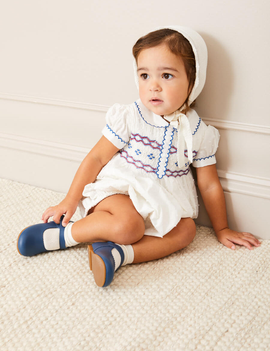 Openwork Knitted Bonnet in White (S-L) Knitted Accessories  from Pepa London