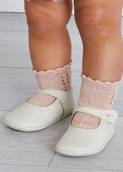 Leather Mary Jane Pram Shoes in Ivory (17-20EU) Shoes  from Pepa London