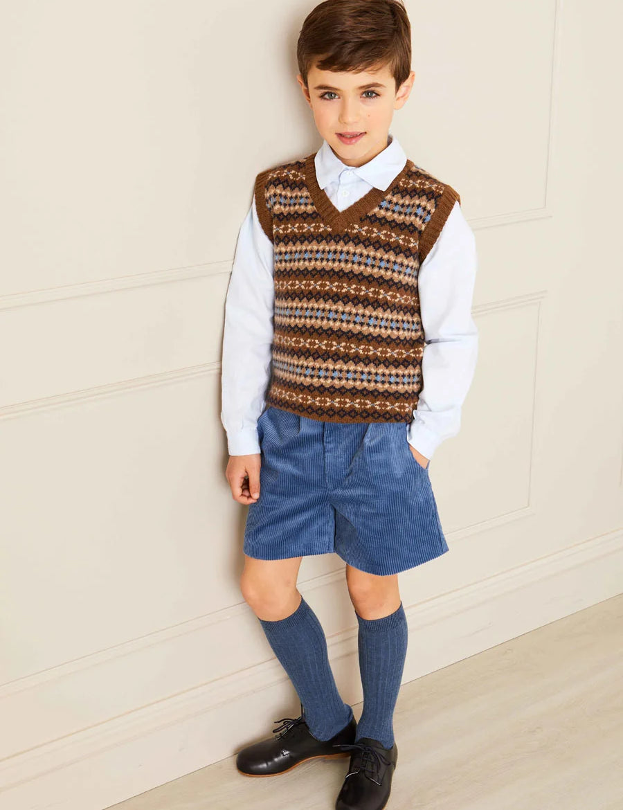 All Over Fair Isle Vest in Camel (4-10yrs) Coats  from Pepa London