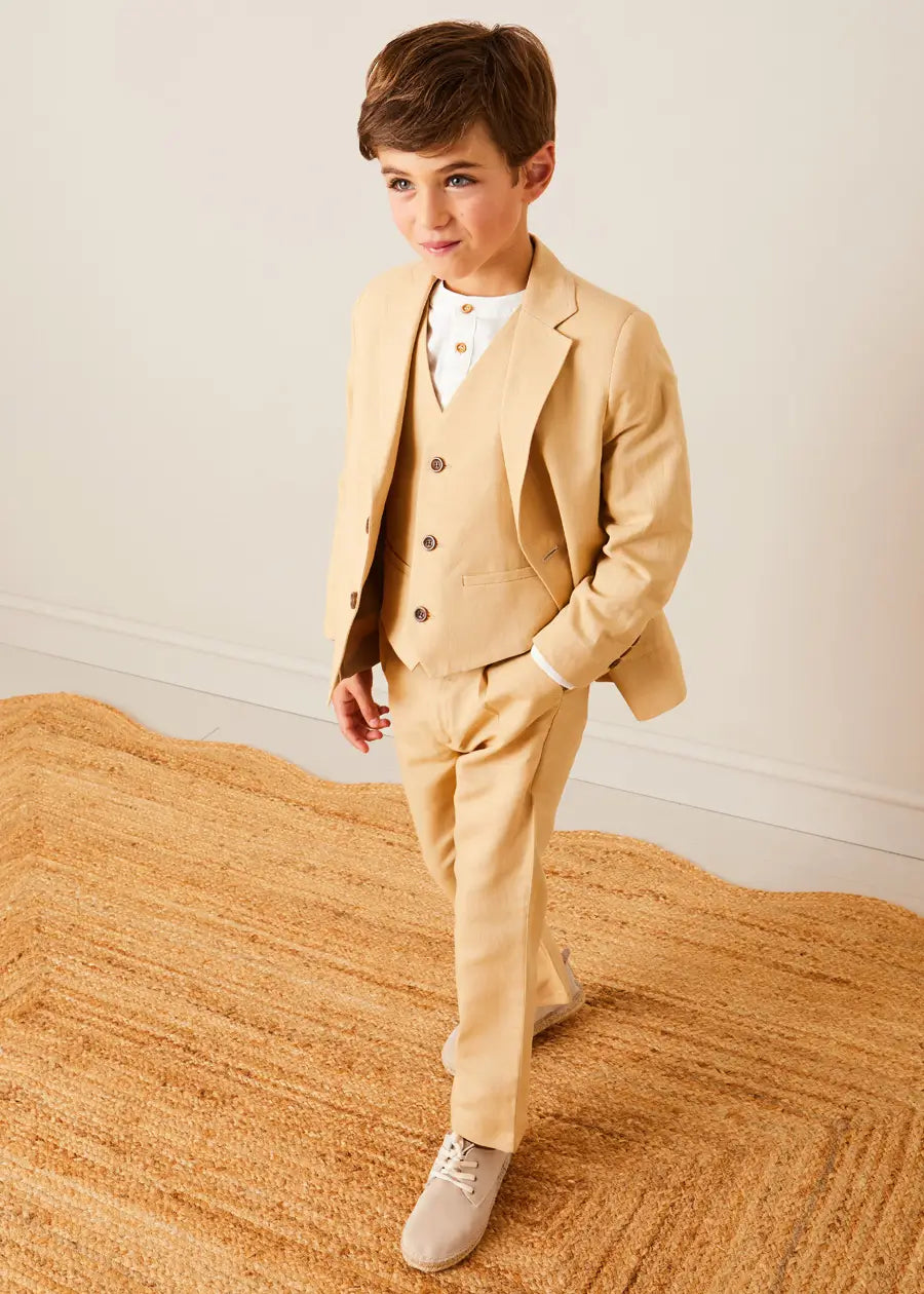 The Beige Linen 3 Piece Suit Boy Look Look from Pepa London