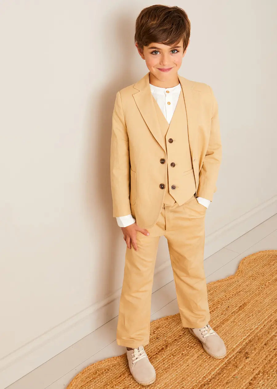 The Beige Linen 3 Piece Suit Boy Look Look from Pepa London