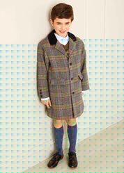 Sutherland Check Tailored Coat in Green (4-10yrs) Coats  from Pepa London