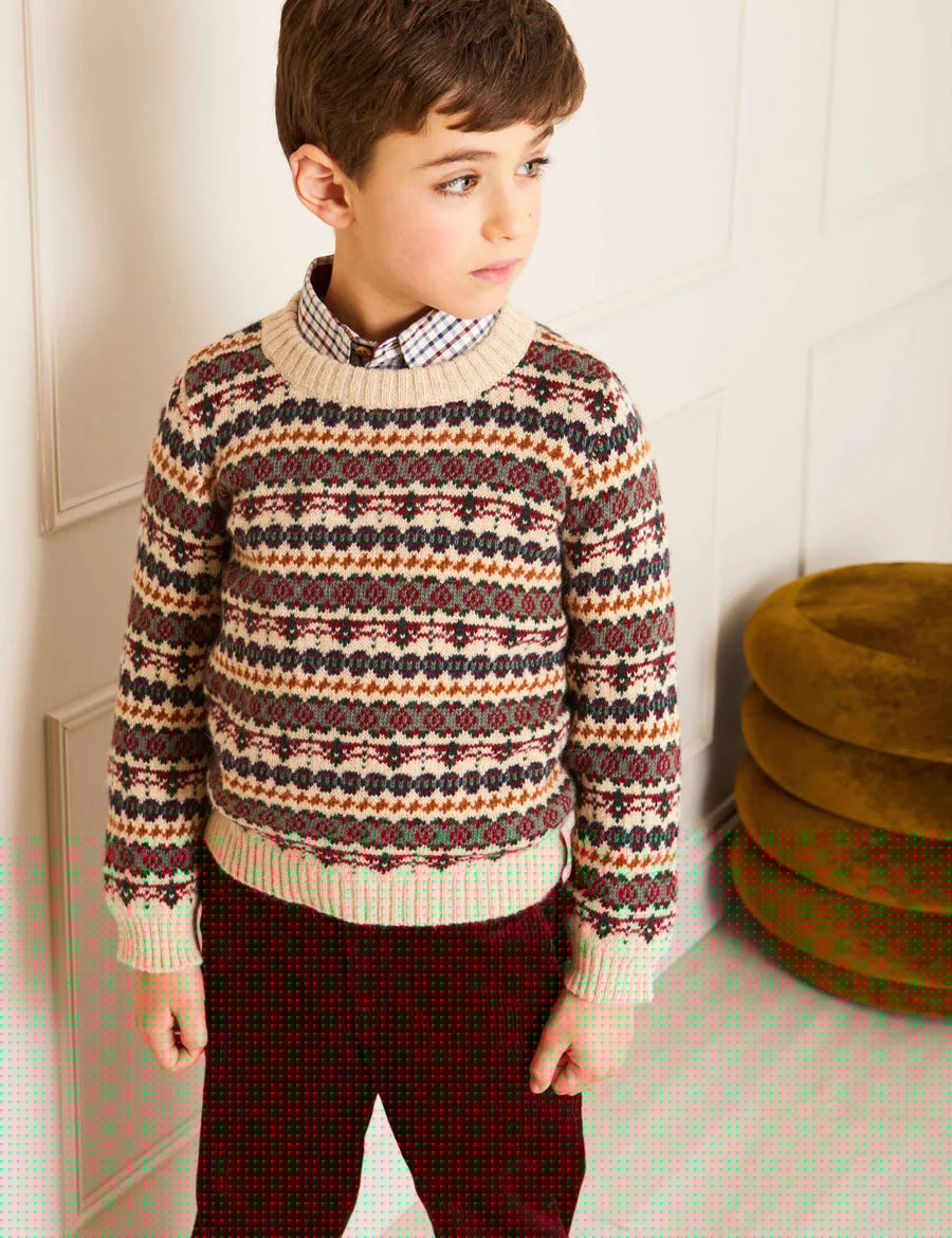 All Over Fair Isle Jumper in Camel (4-10yrs) Knitwear  from Pepa London
