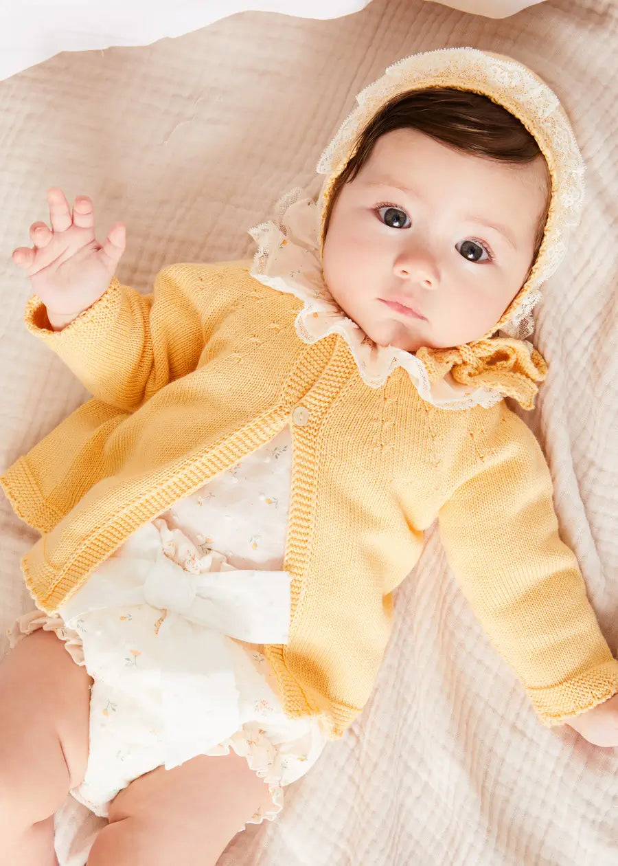 Esme Floral Ruffle Collar Long Sleeve Blouse in White (1-12mths) BLOUSES from Pepa London