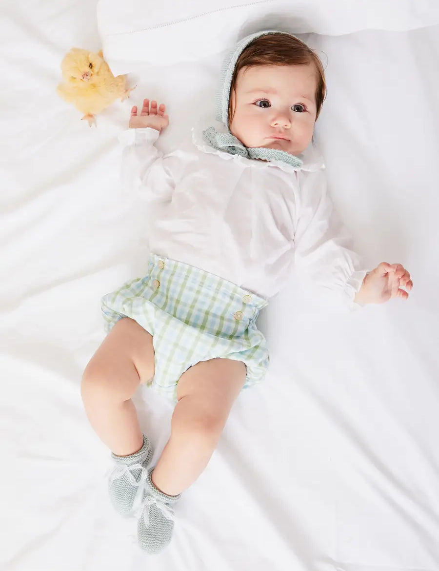 Traditional Hand Smocked Blouse in Off White (0-12mths) Blouses from Pepa London