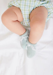 Lace Detail Knitted Booties in Green Shoes from Pepa London