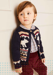 Bear Intarsia Cardigan in Navy (6mths-3yrs) Knitwear  from Pepa London