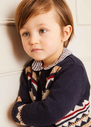 Bear Intarsia Cardigan in Navy (6mths-3yrs) Knitwear  from Pepa London