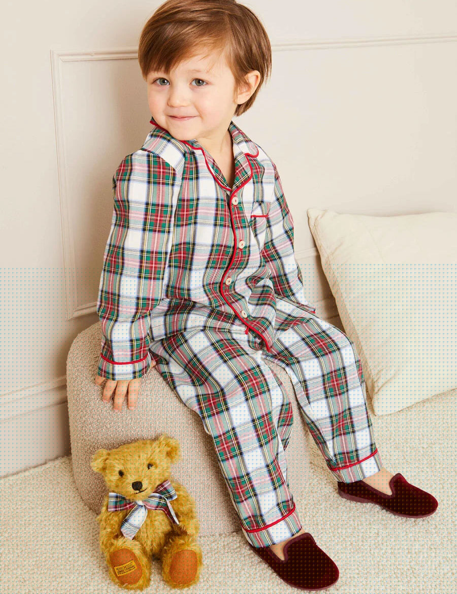 Sussex Tartan Pyjamas in Red (18mths-10yrs) Nightwear  from Pepa London