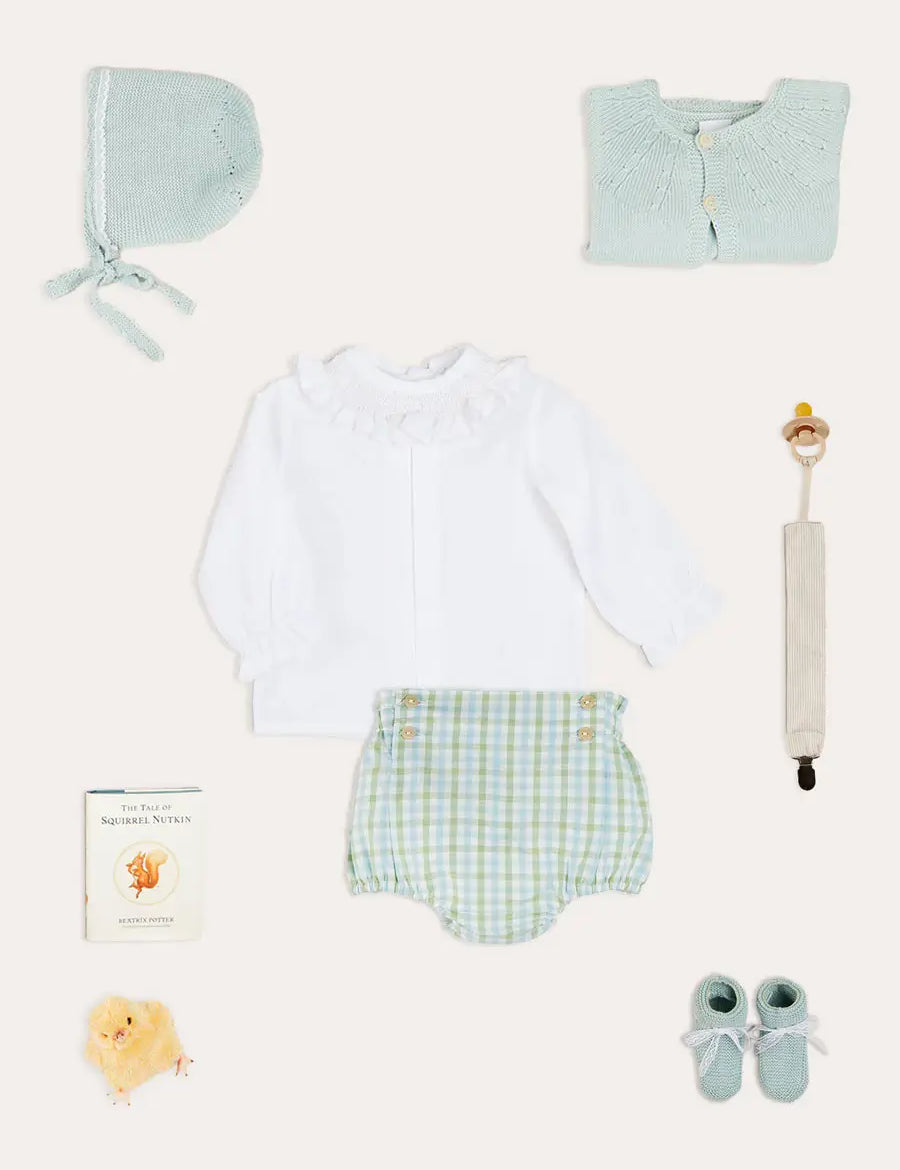 The Maxwell Gingham Bloomers Newborn Look Look from Pepa London
