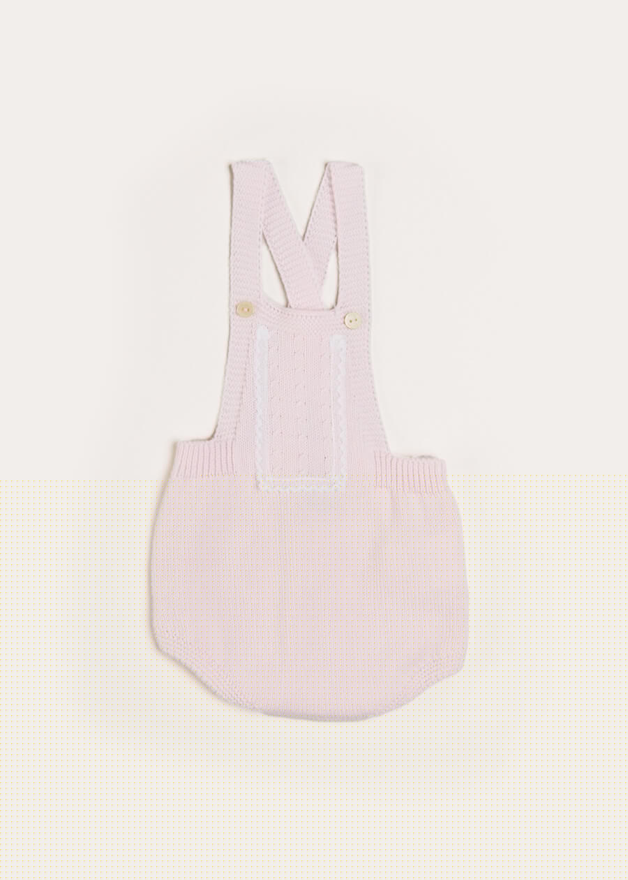 Knitted Openwork Dungarees in Pink (1-6mths) Dungarees  from Pepa London