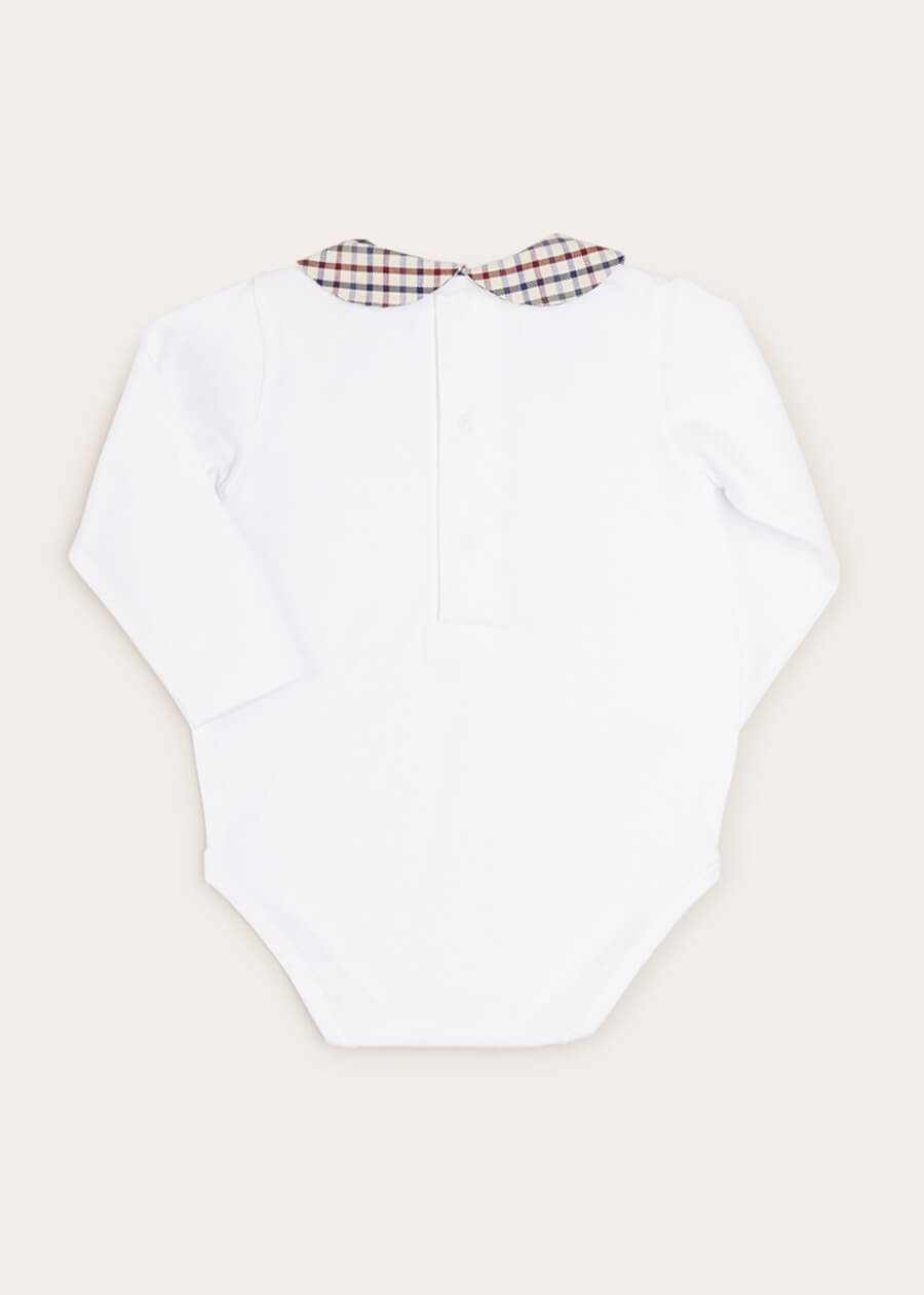 Check Peter Pan Collar Long Sleeve Bodysuit In Beige (1mth-2yrs) TOPS & BODYSUITS  from Pepa London