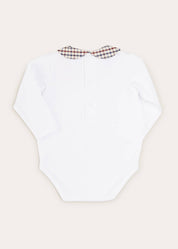 Check Peter Pan Collar Long Sleeve Bodysuit In Beige (1mth-2yrs) TOPS & BODYSUITS  from Pepa London