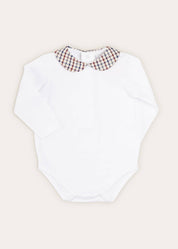 Check Peter Pan Collar Long Sleeve Bodysuit In Beige (1mth-2yrs) TOPS & BODYSUITS  from Pepa London