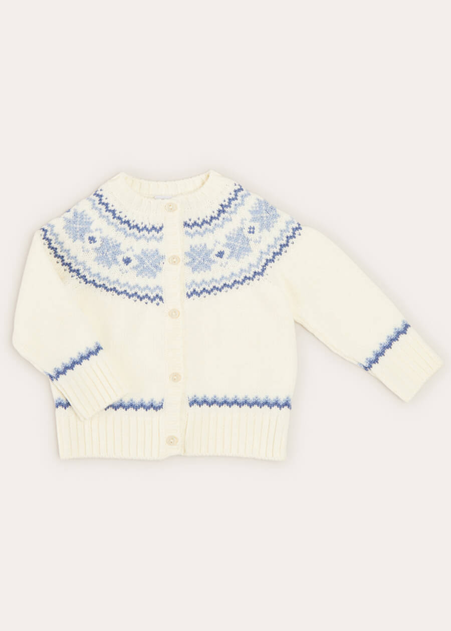 Fair Isle Cardigan in Cream (6mths-3yrs) KNITWEAR  from Pepa London