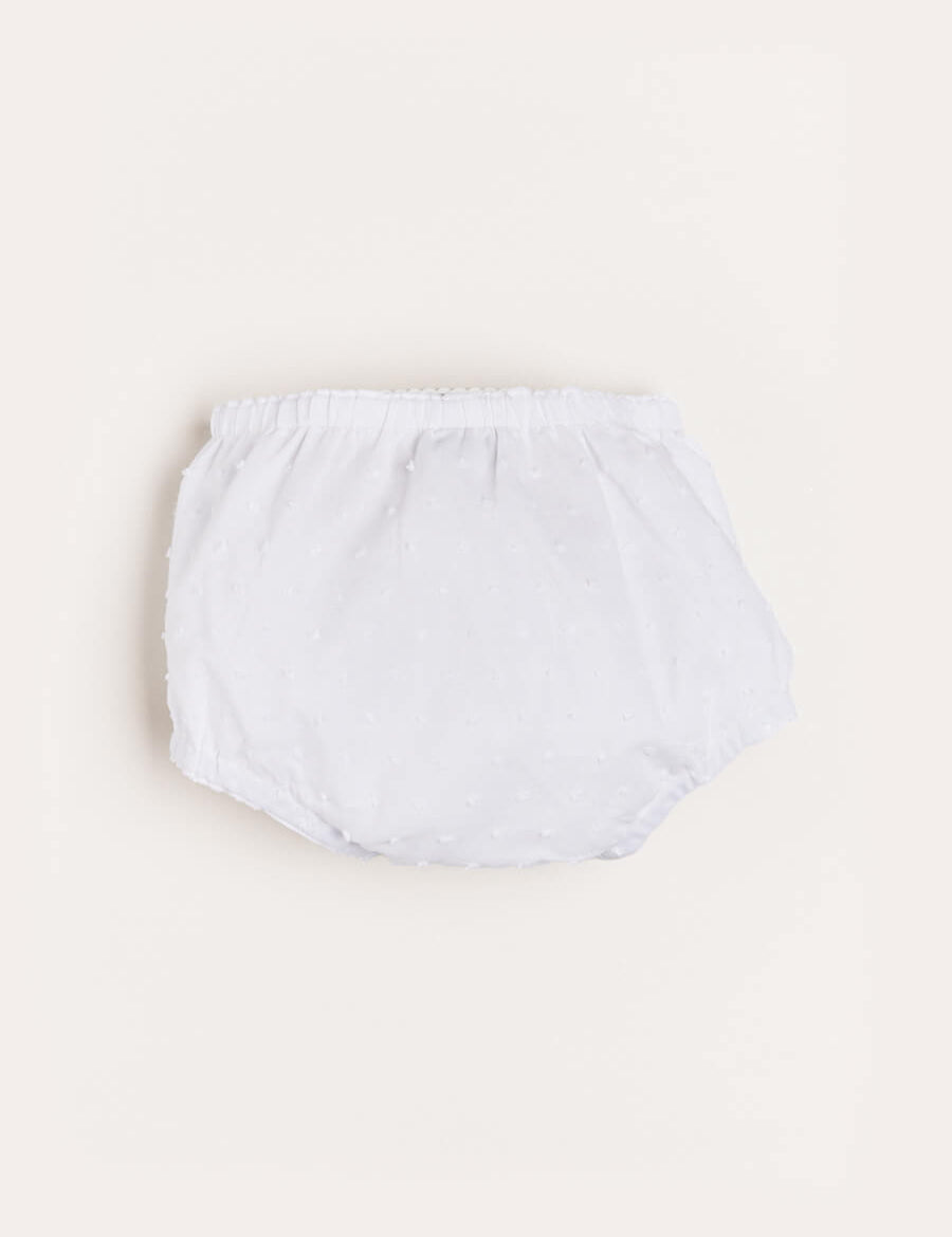 Lace Trim Embroidered Bloomers in White (1-6mths) Bloomers  from Pepa London