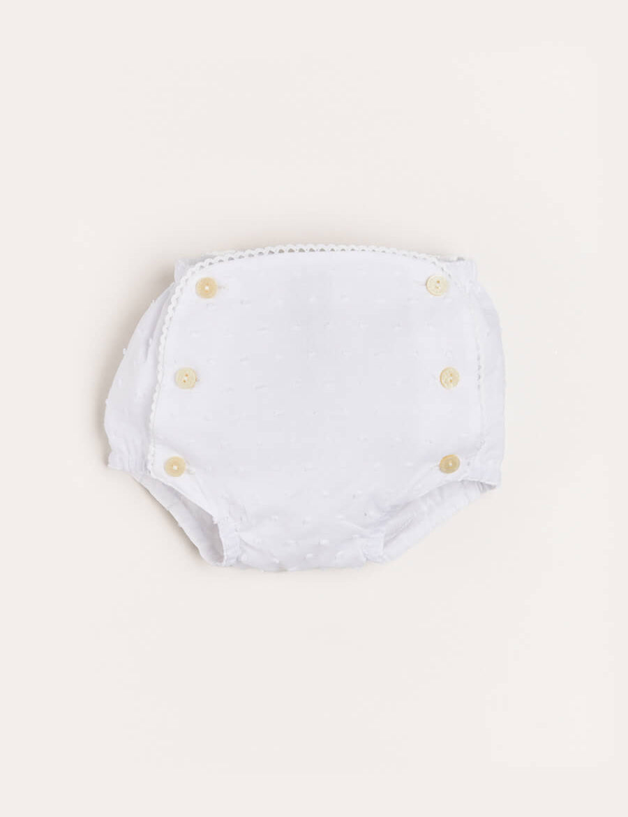 Lace Trim Embroidered Bloomers in White (1-6mths) Bloomers  from Pepa London