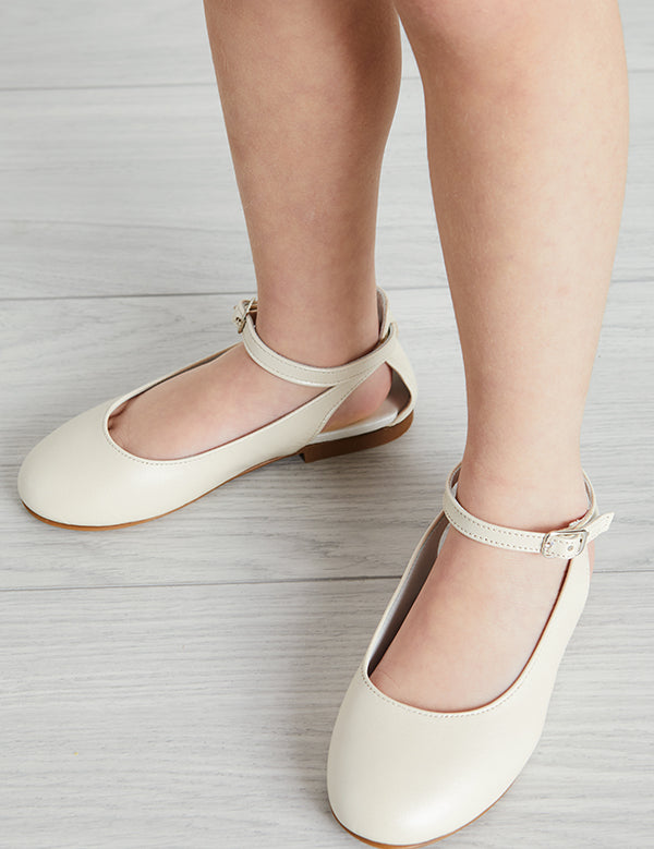 Open Heel Strappy Leather Sandals in Ivory (24-34EU) Shoes  from Pepa London